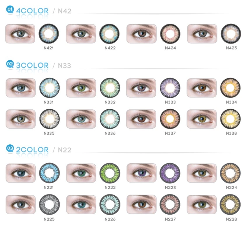 NEO COSMO quarterly multi-color lens display and wearing effect